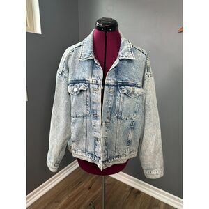 Monki Oversized Acid Wash Denim Jacket Women's S